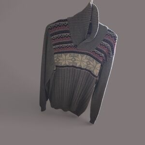 Chaps Gray and Pink Turtleneck Sweater